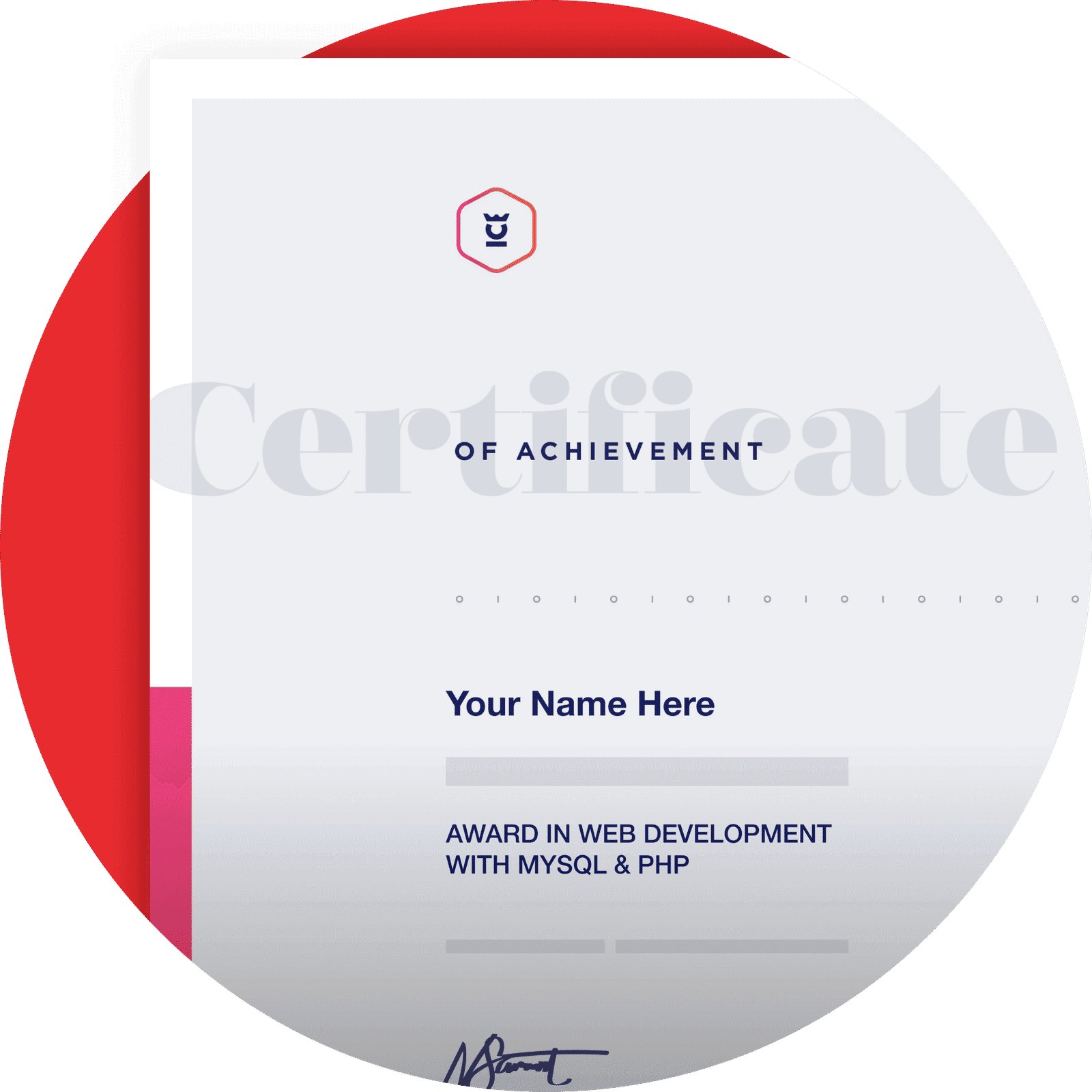 MySuccess Website Developer Course certificate